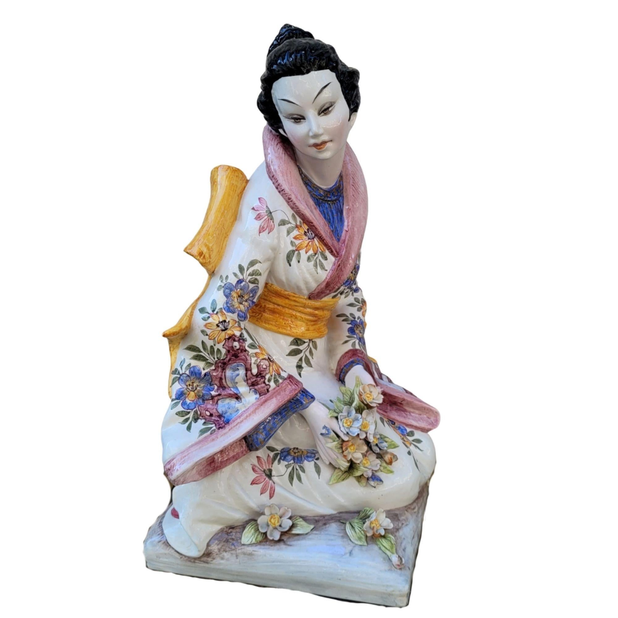 Sculpture Italie Porcelaine émaillée, majolique, Domenico Poloniato, 