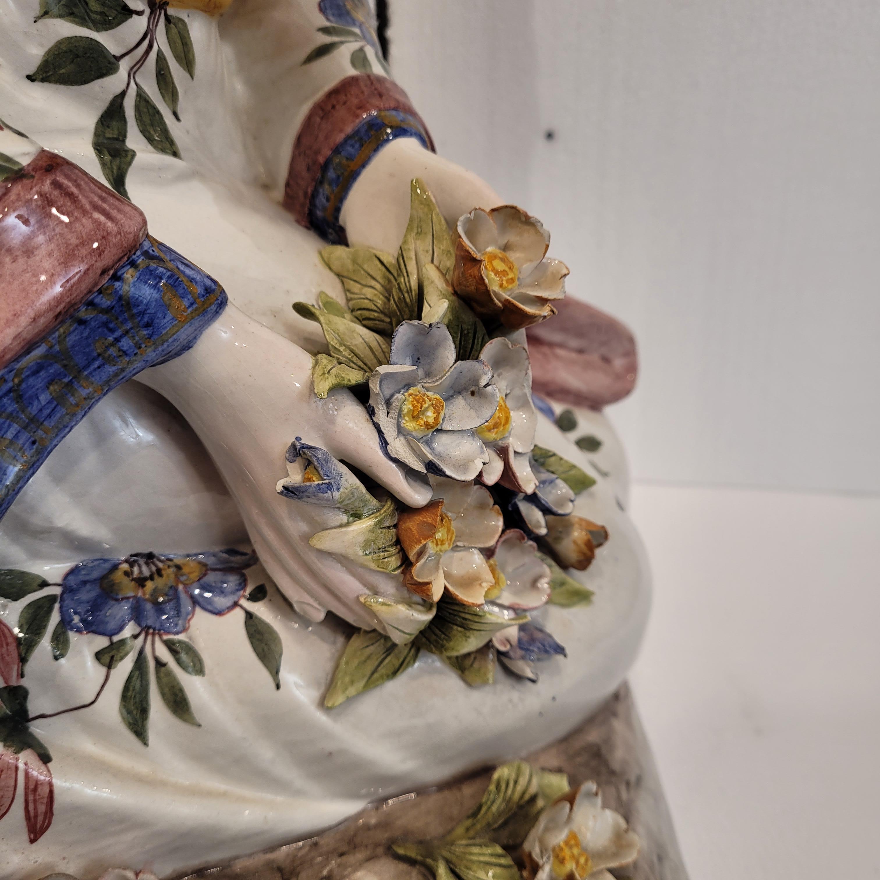 Sculpture Italie Porcelaine émaillée, majolique, Domenico Poloniato, 