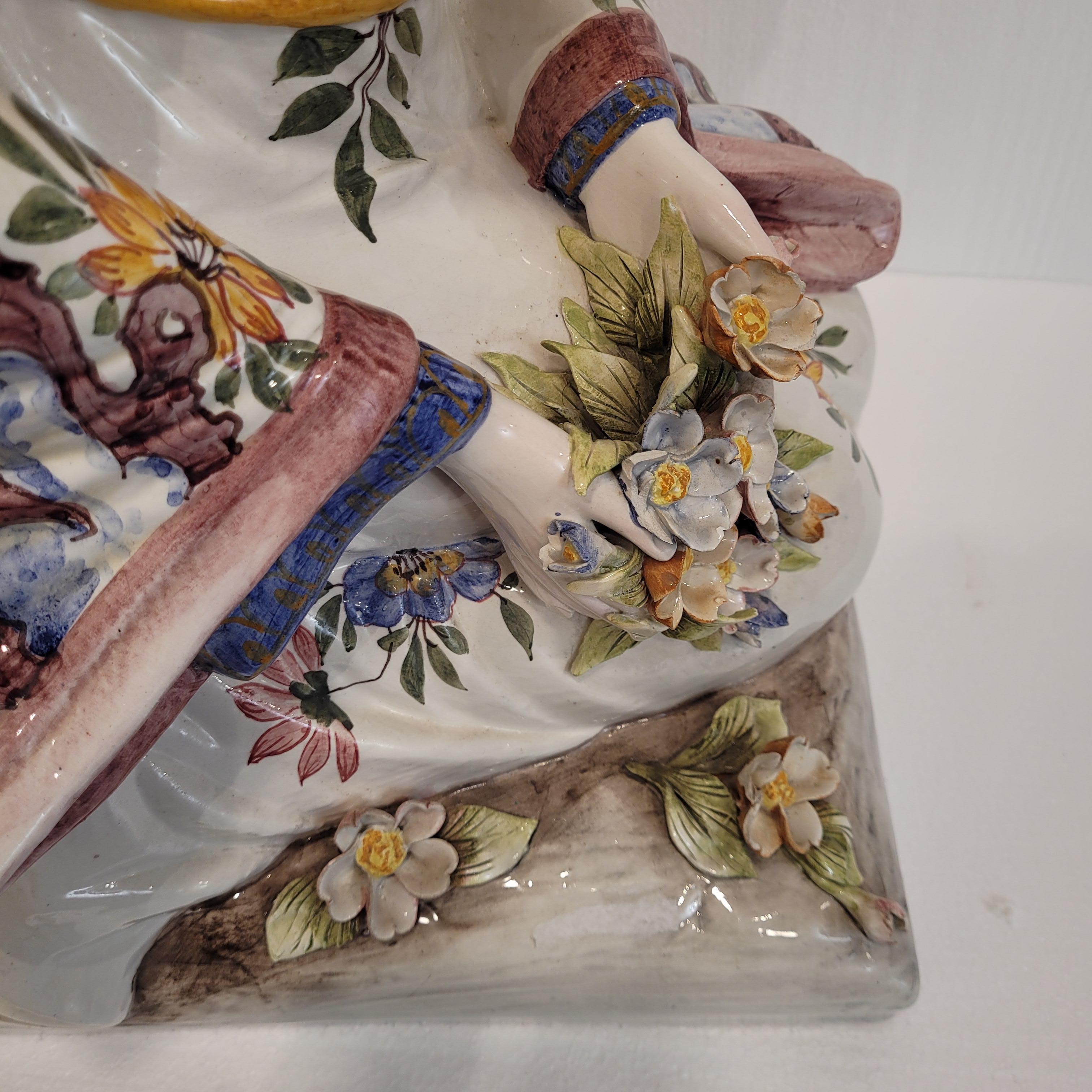 Sculpture Italie Porcelaine émaillée, majolique, Domenico Poloniato, 