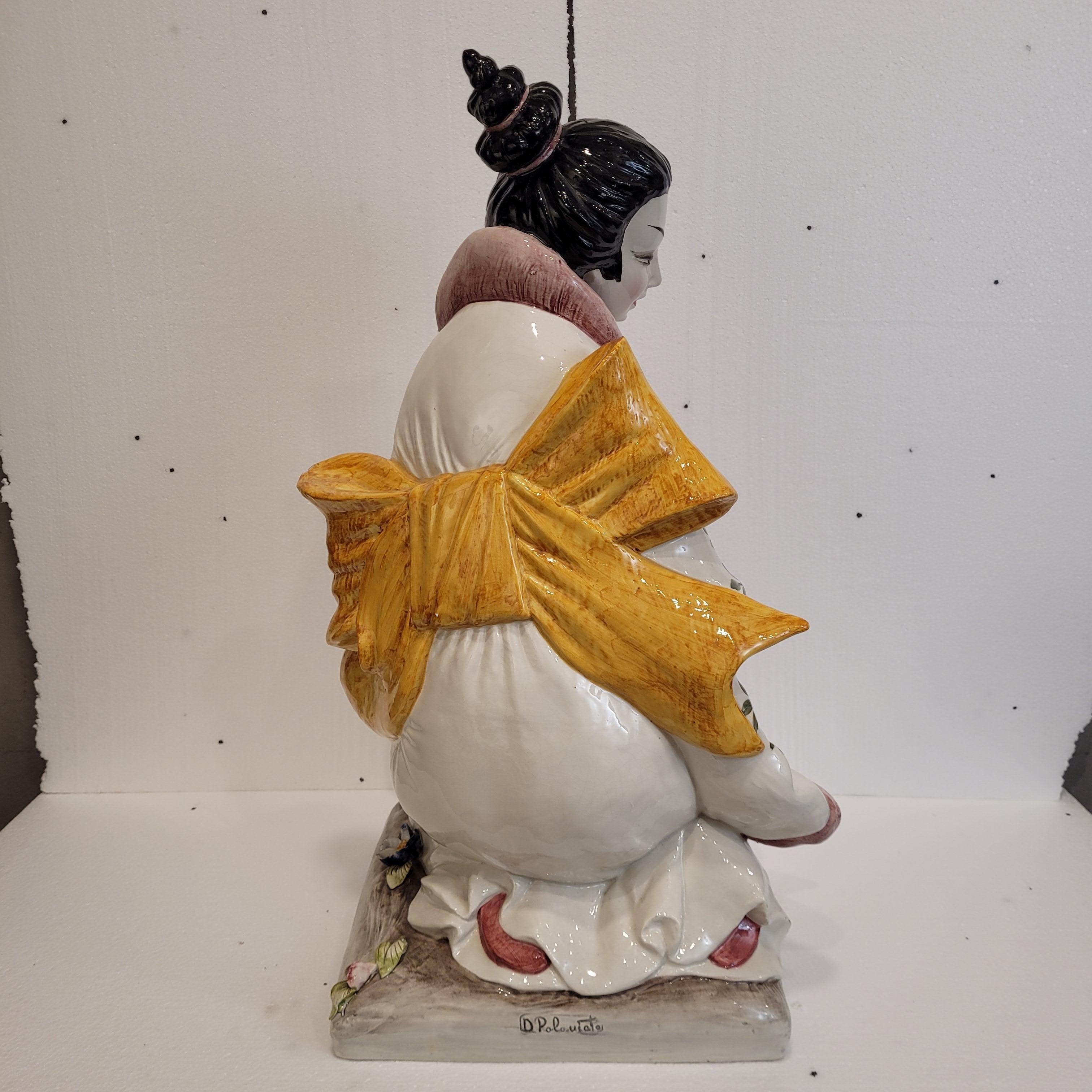 Sculpture Italie Porcelaine émaillée, majolique, Domenico Poloniato, 