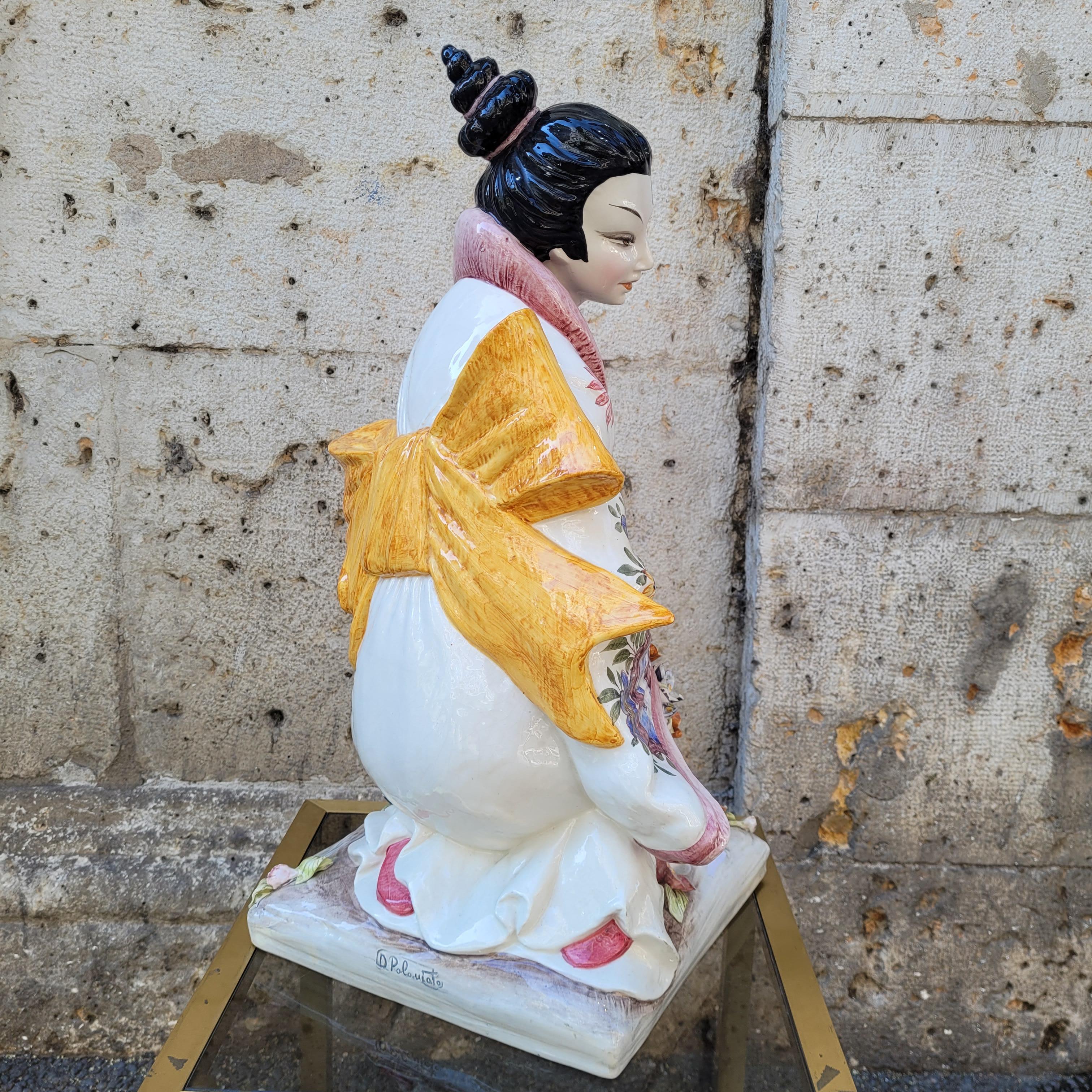 Sculpture Italie Porcelaine émaillée, majolique, Domenico Poloniato, 
