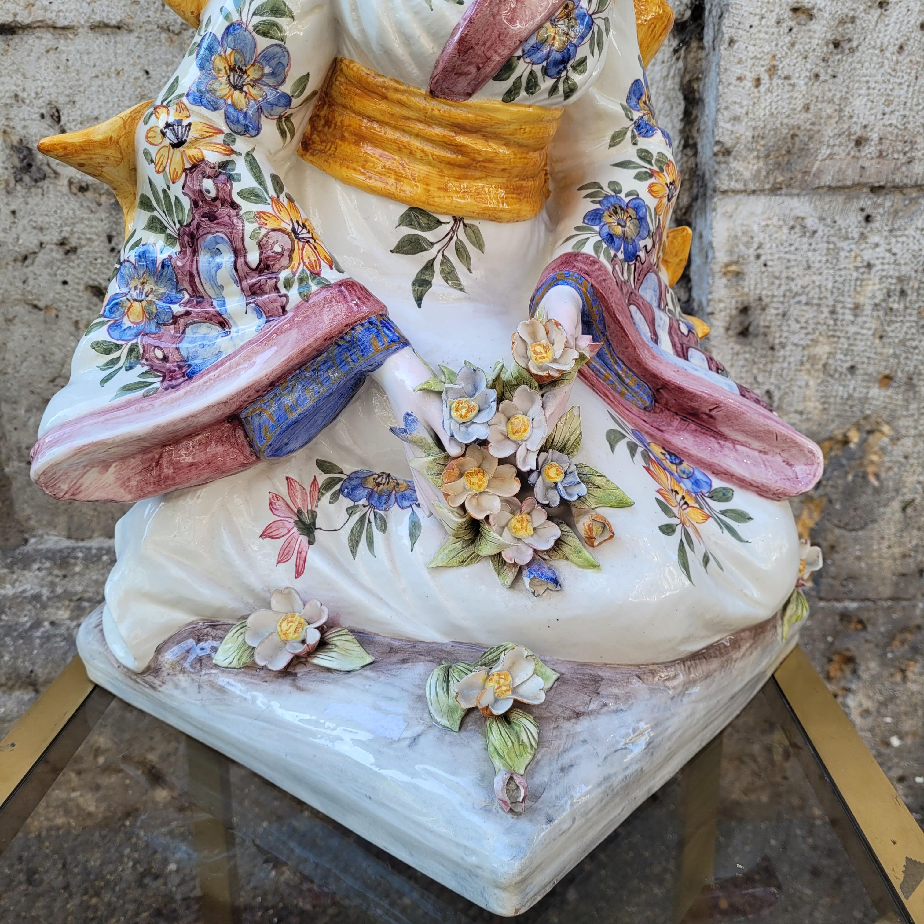 Sculpture Italie Porcelaine émaillée, majolique, Domenico Poloniato, 