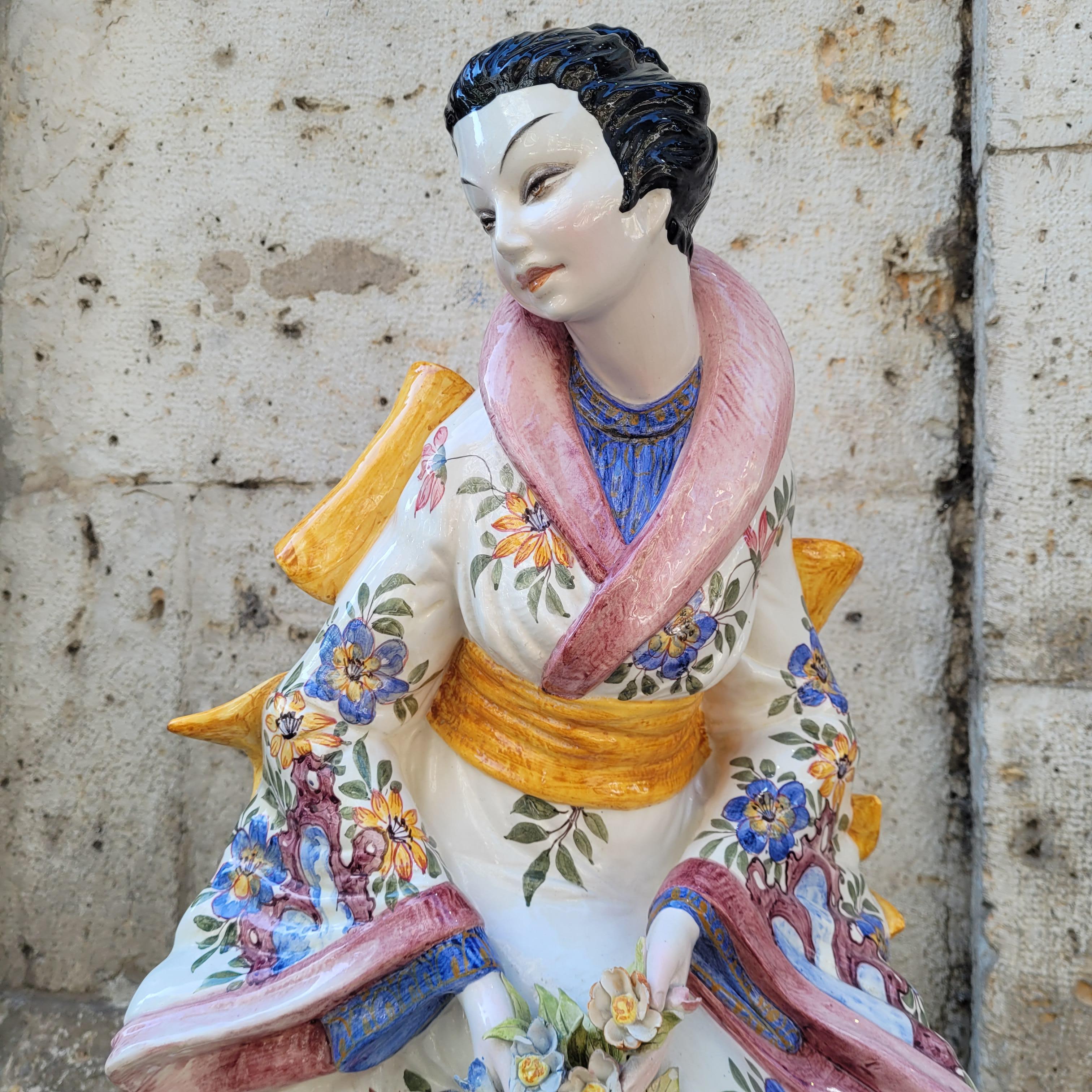 Sculpture Italie Porcelaine émaillée, majolique, Domenico Poloniato, 