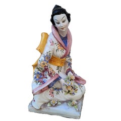 Scultura Italia Porcellana smaltata, maiolica, Domenico Poloniato, "Geisha"