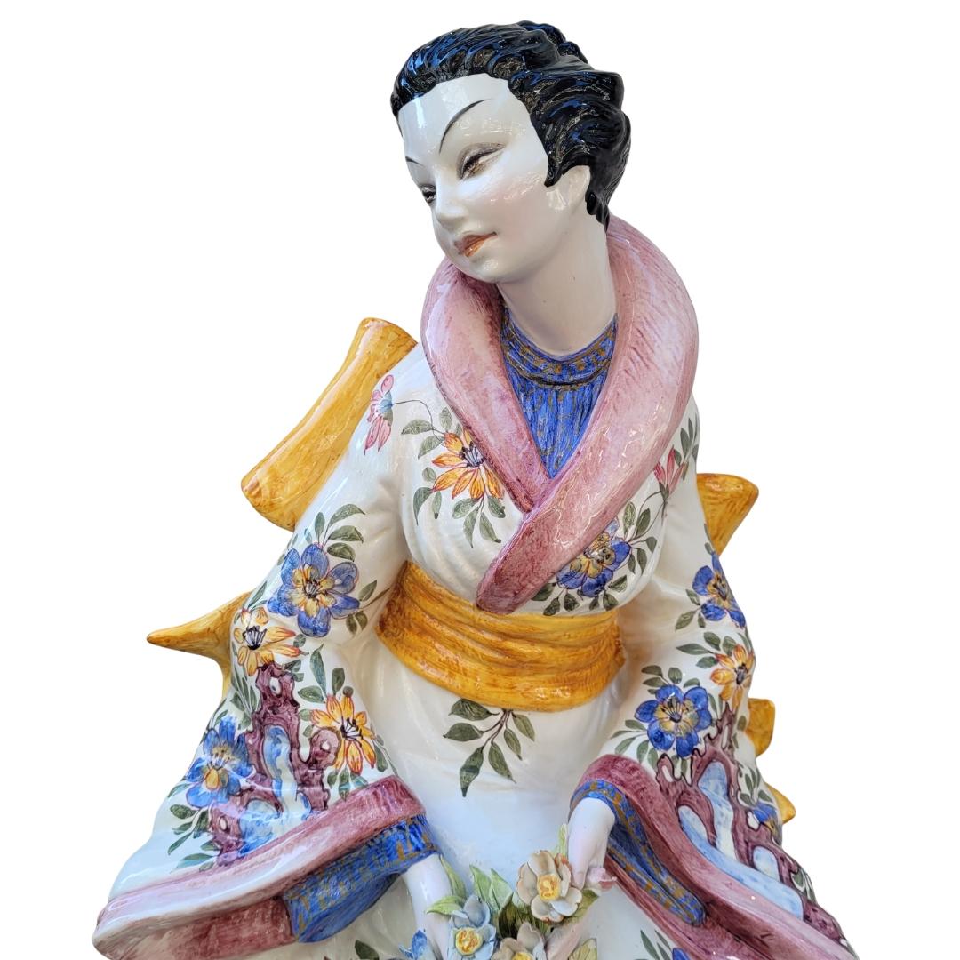 Mid-Century Modern Sculpture Italie Porcelaine émaillée, majolique, Domenico Poloniato, 