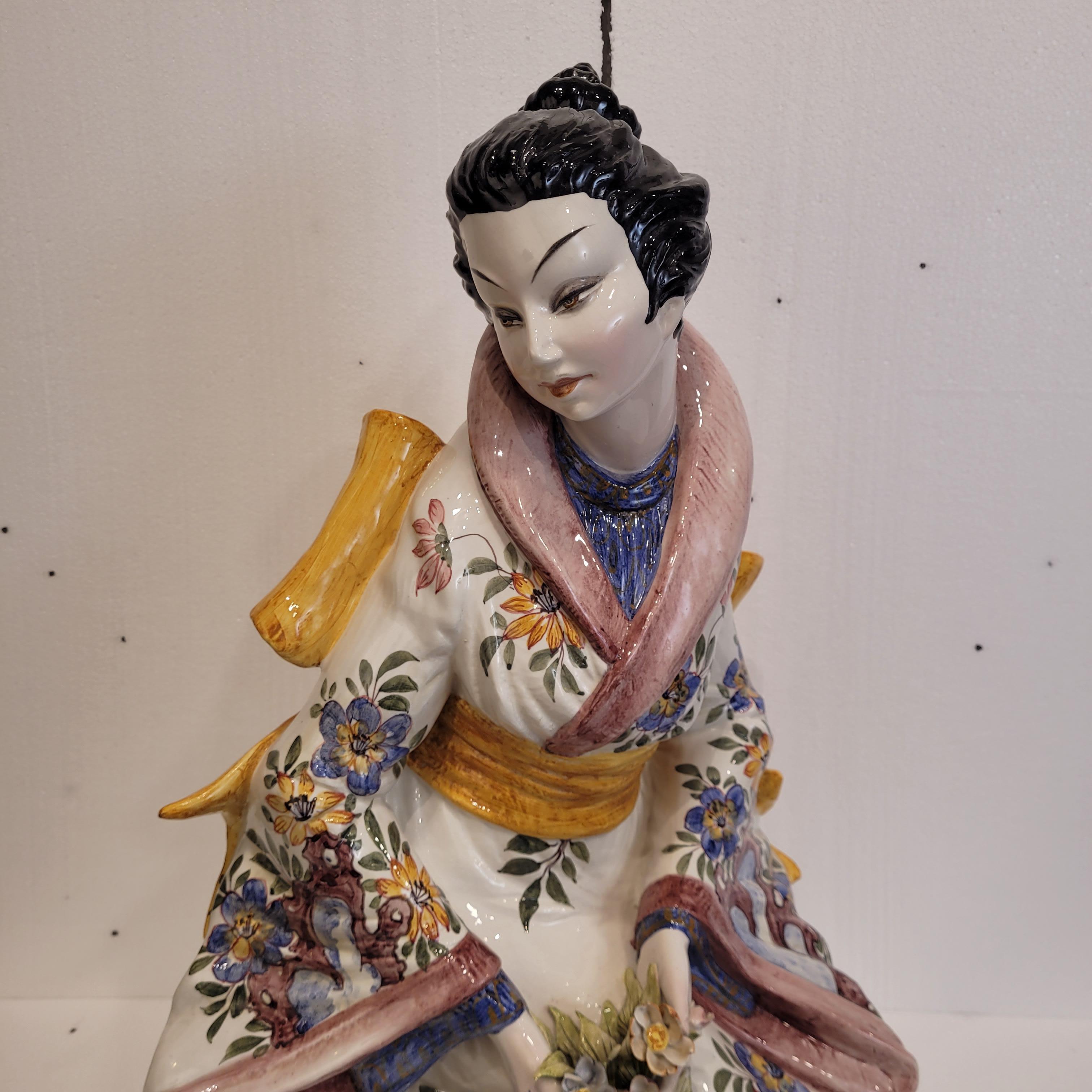 Sculpture Italie Porcelaine émaillée, majolique, Domenico Poloniato, 