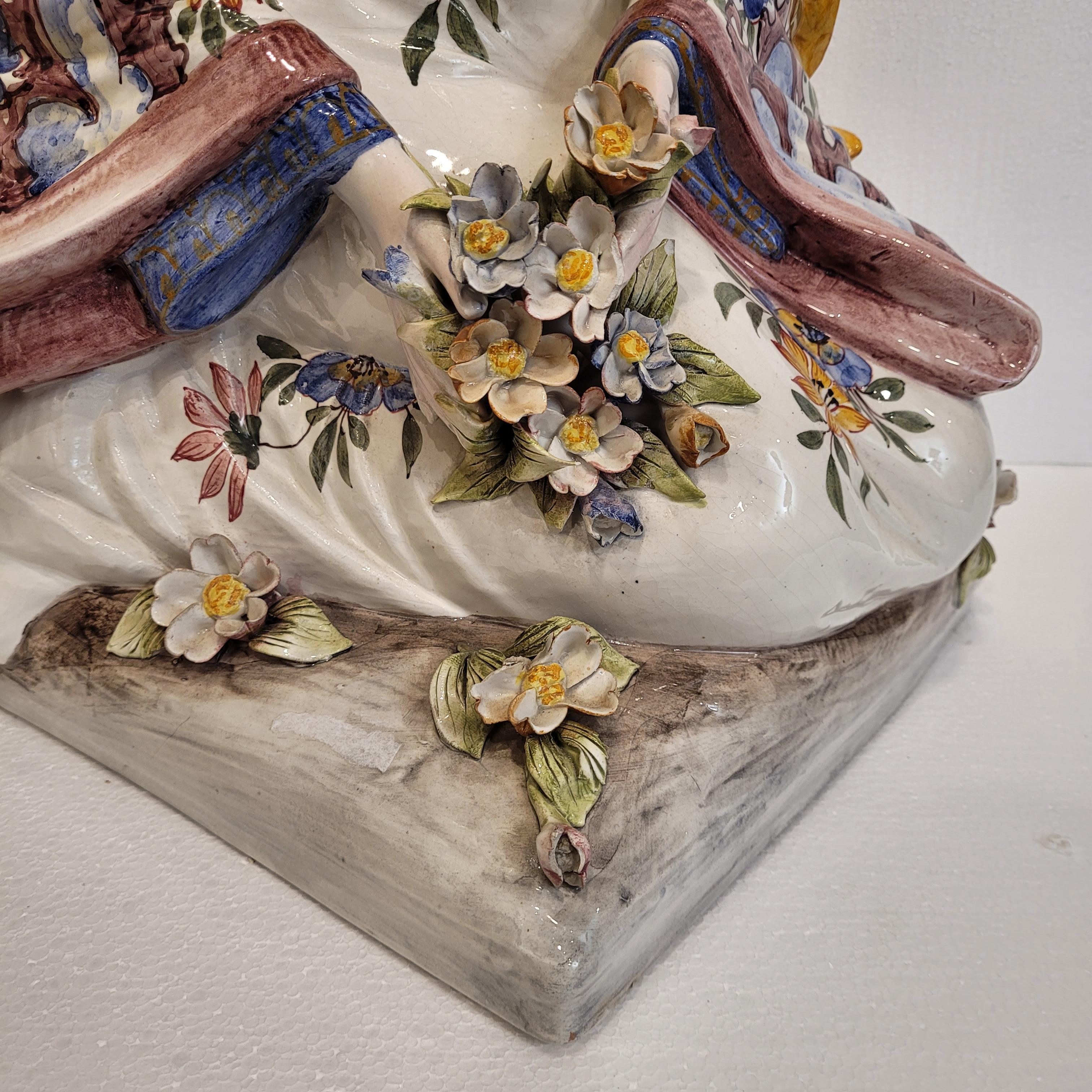 Sculpture Italie Porcelaine émaillée, majolique, Domenico Poloniato, 