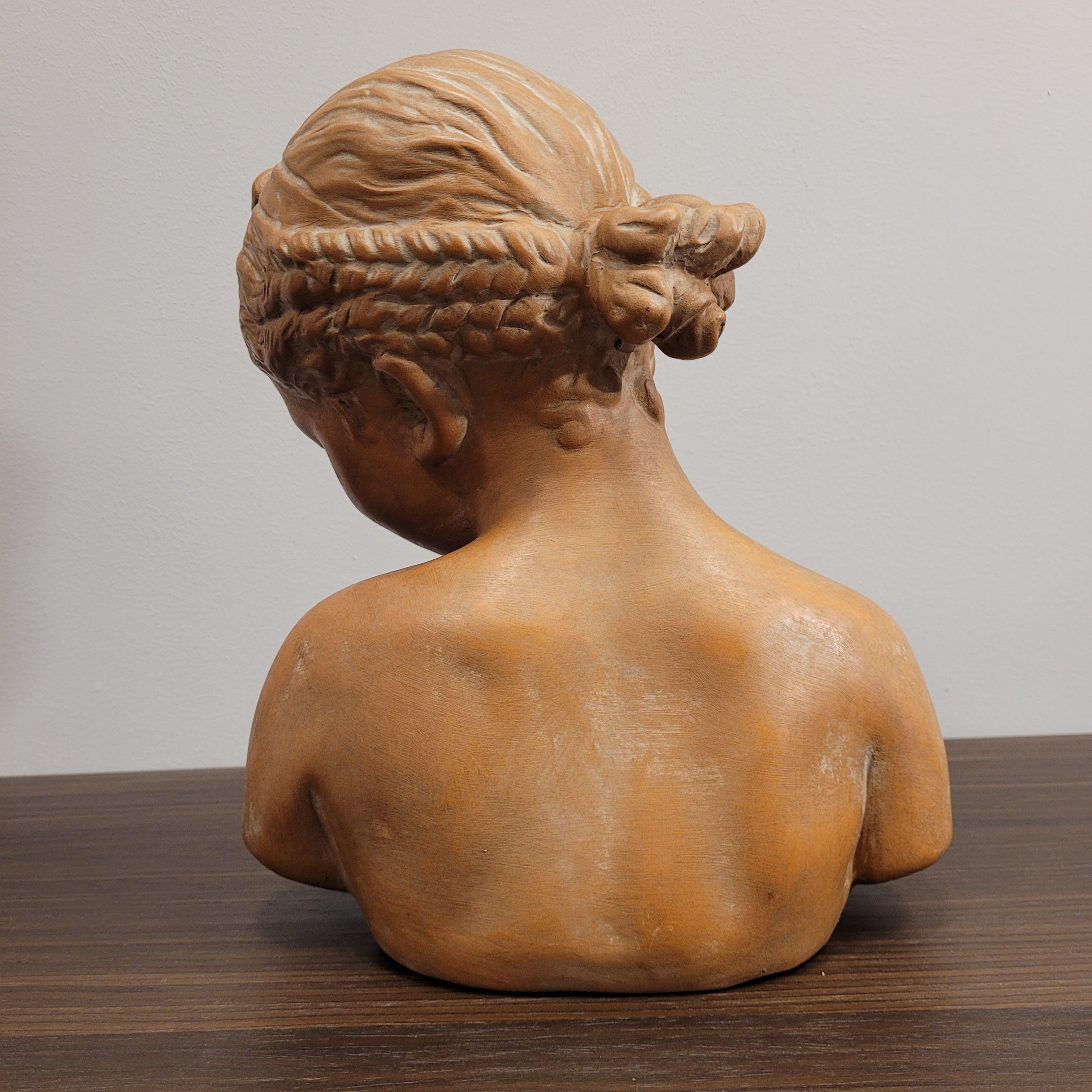 Sculpture Italy Terracotta Bust Girl Signed, 40's For Sale 10