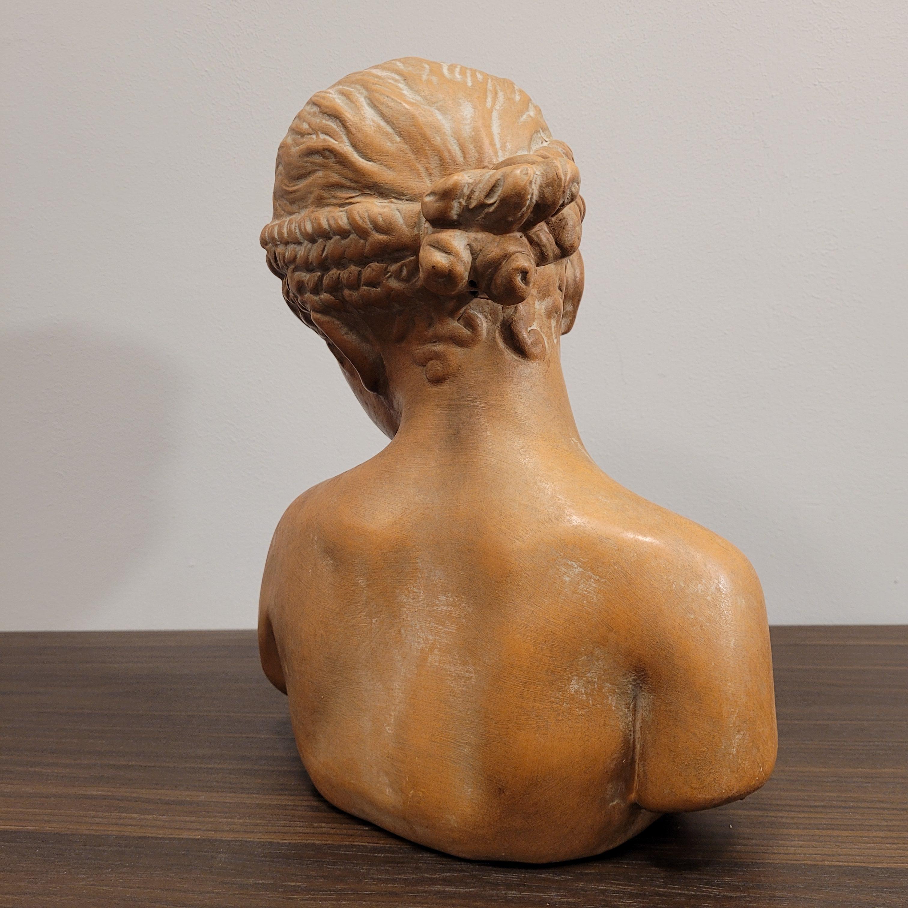 Sculpture Italy Terracotta Bust Girl Signed, 40's For Sale 11