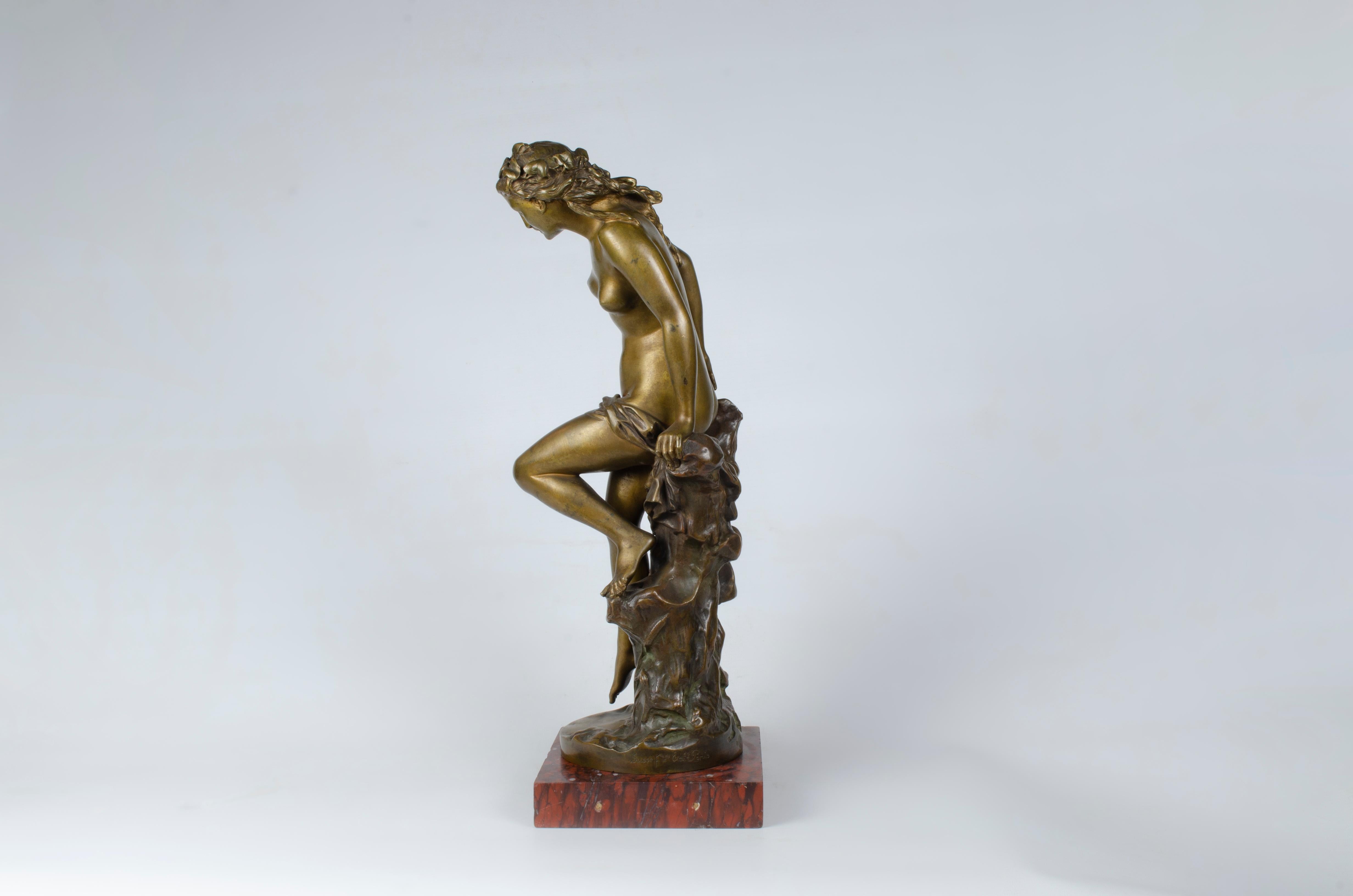 Art Nouveau Sculpture “La Frileuse” by Jean-Baptiste Carpeaux For Sale