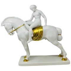 Skulptur „Lady Godiva“, Porzellan, Anton Grath für Heubach, um 1950