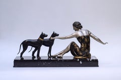 Sculpture Lady with sighthound d'Ugo Cipriani