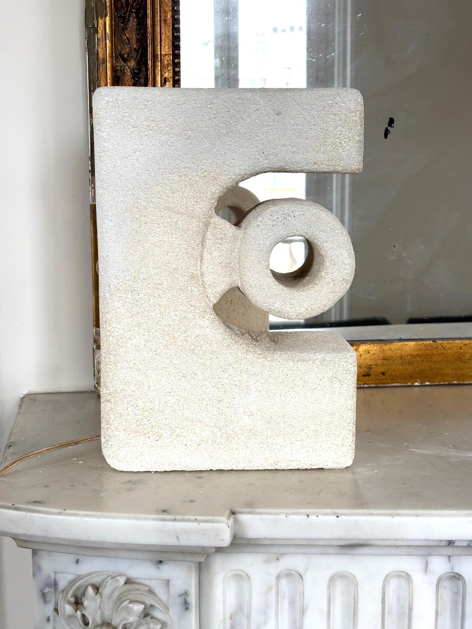 Limestone Sculpture lamp by Albert Tormos 1970, France For Sale