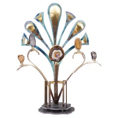 Sculpture lamp with agates. Artisan work.
