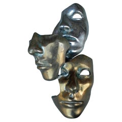 Skulptur Lampe mit Bronze Gesicht Dekoration mit 3 Patinas um 1960/1970
