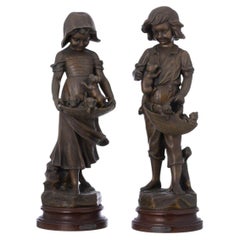 Sculpture - Les Petits Chiens and Le Petist Chats - Aristide de Ranieri (signed)