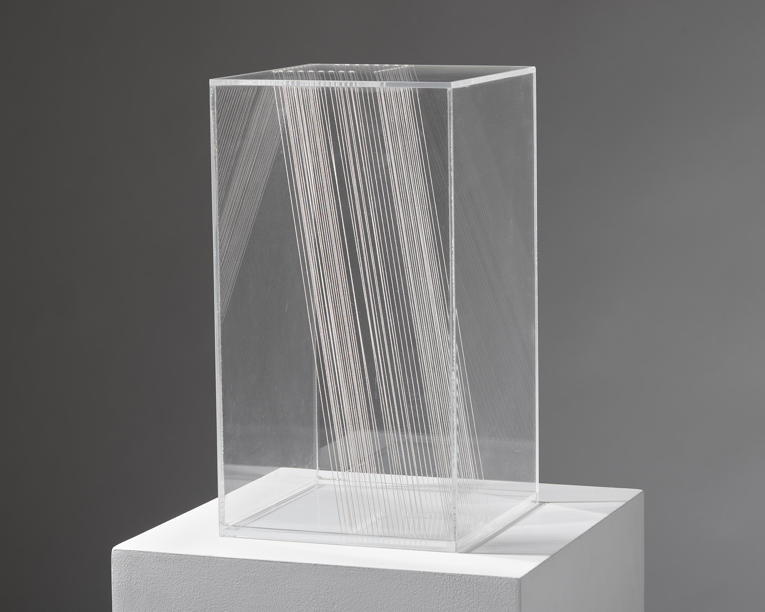 Sculpture ‘Ljusgård’ designed by Lars Erik Falk,
Sweden, 1980.

Acrylic glass and string.

Measures: H: 41 cm / 16''
W: 22.5 cm / 9''
D: 22.5 cm / 9''

Provenance: Uppsala Auktionskammare, Lennart Nyberg Collection, 5 december 2012, kat. nr