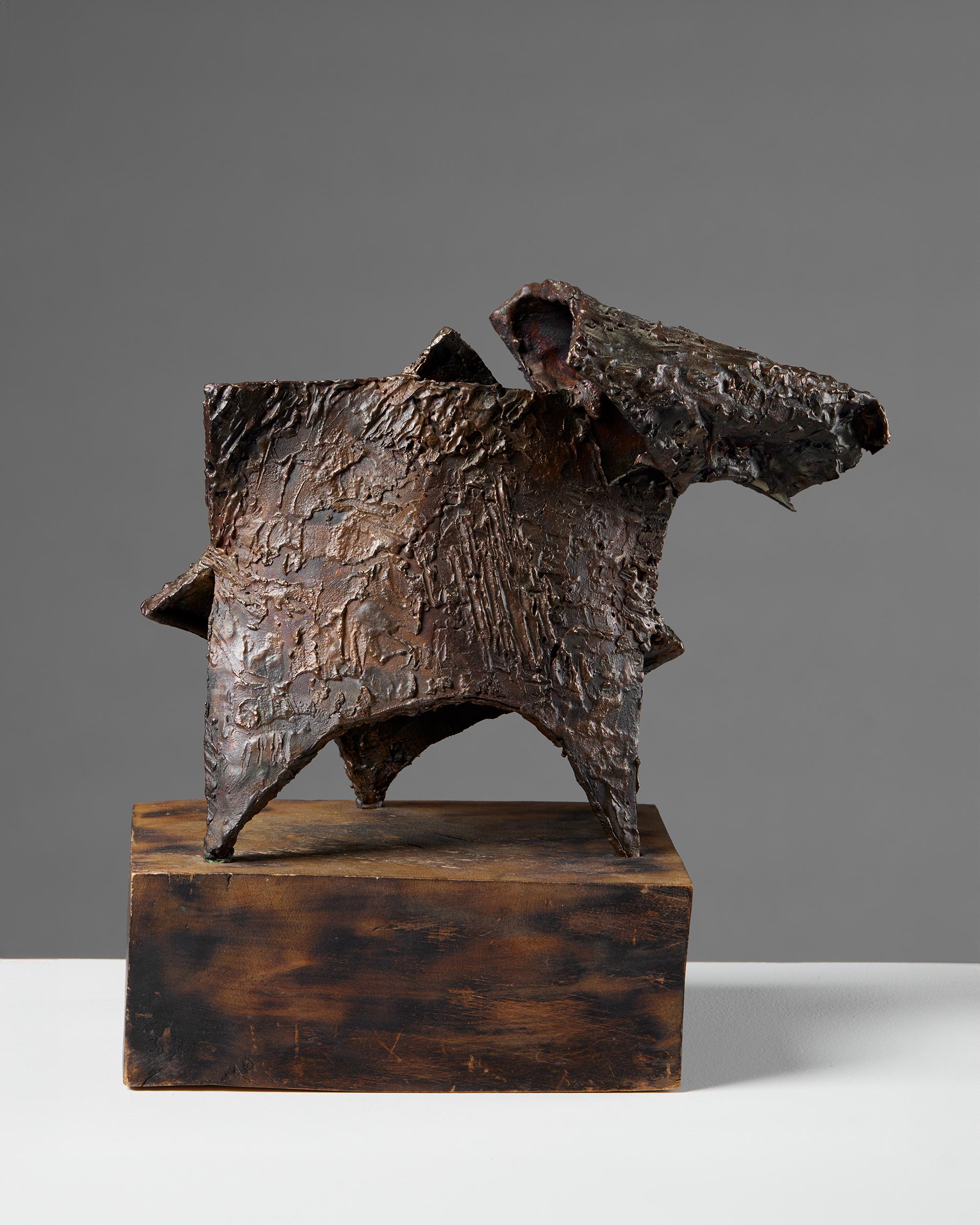 Swedish Sculpture 'Lost Territory' by Almar Arvidsson, Sweden, 1960s, Copper, Wood For Sale