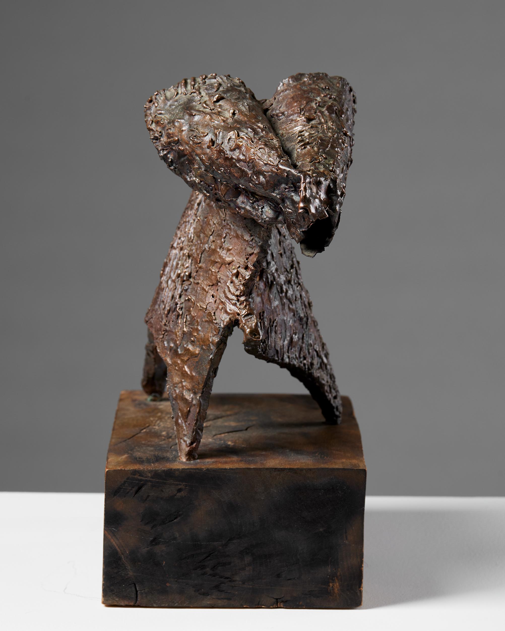 Sculpture 'Lost Territory' by Almar Arvidsson, Sweden, 1960s, Copper, Wood In Good Condition For Sale In Stockholm, SE