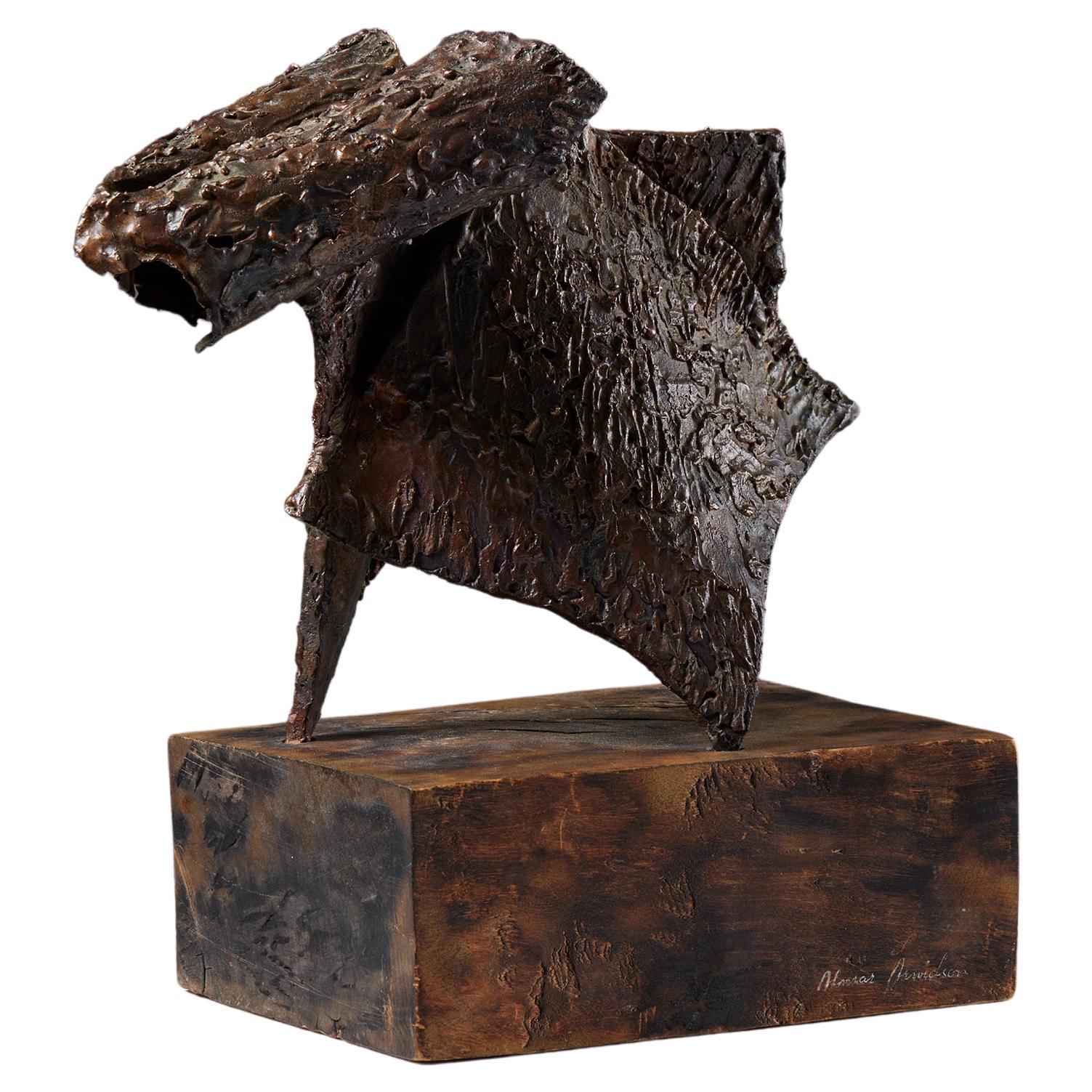 Sculpture 'Lost Territory' by Almar Arvidsson, Sweden, 1960s, Copper, Wood For Sale