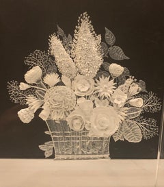 Sculpture Lucite Acrylic Clear Resin Flower Vase Basket Art Signed Mel Diamond