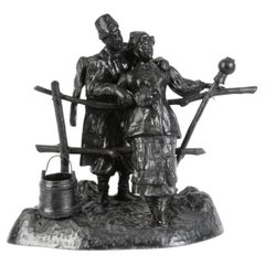 Sculpture "Malorosses Dating", Russia by Kusa Cast-iron Castings Factory, 1980s