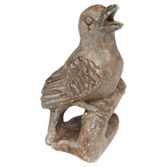 Antique Sculpture Marble Bird Singing