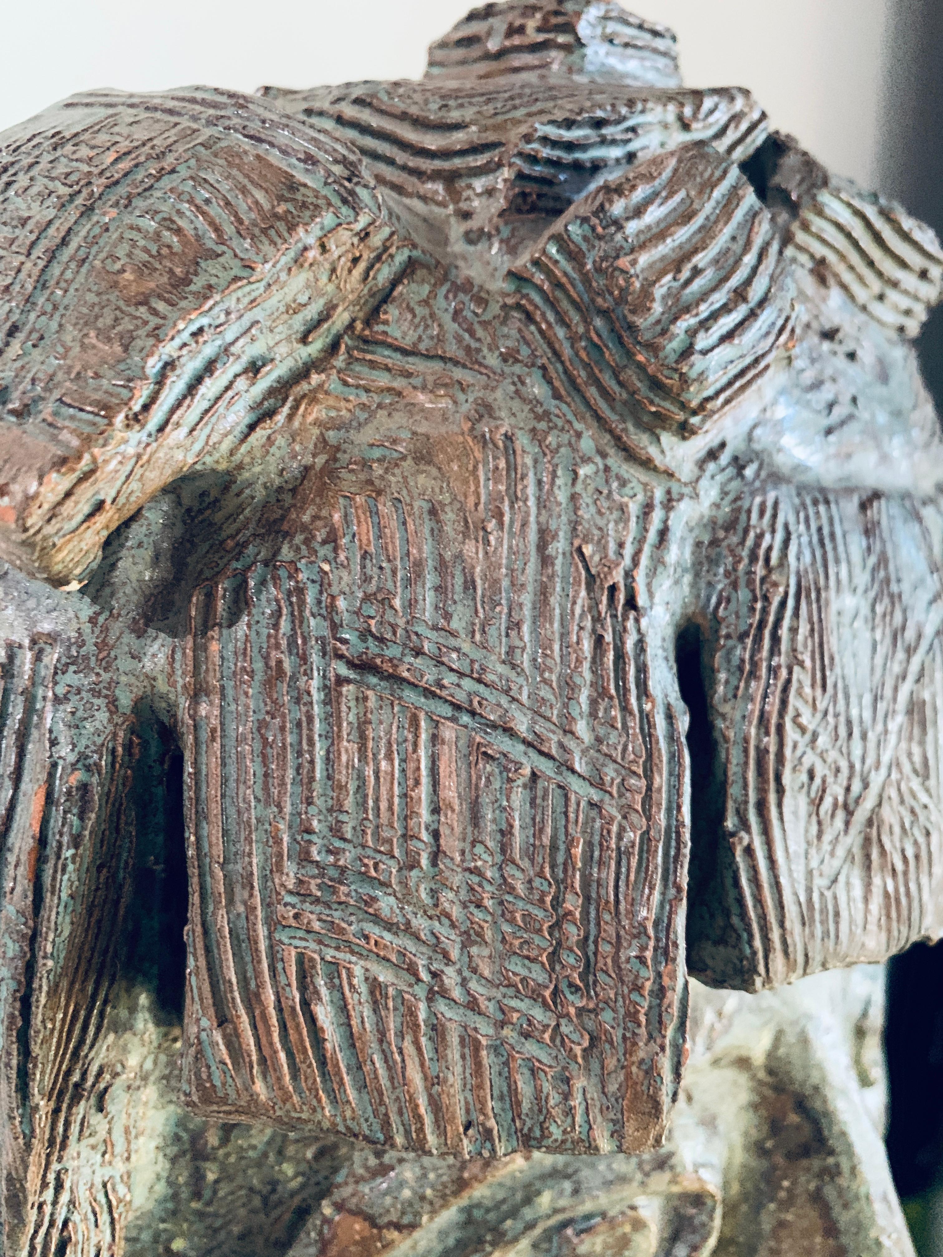 Milieu du XVIIe siècle Sculpture masque, Terre cuite émaillée, Signé, Italie 1960 en vente