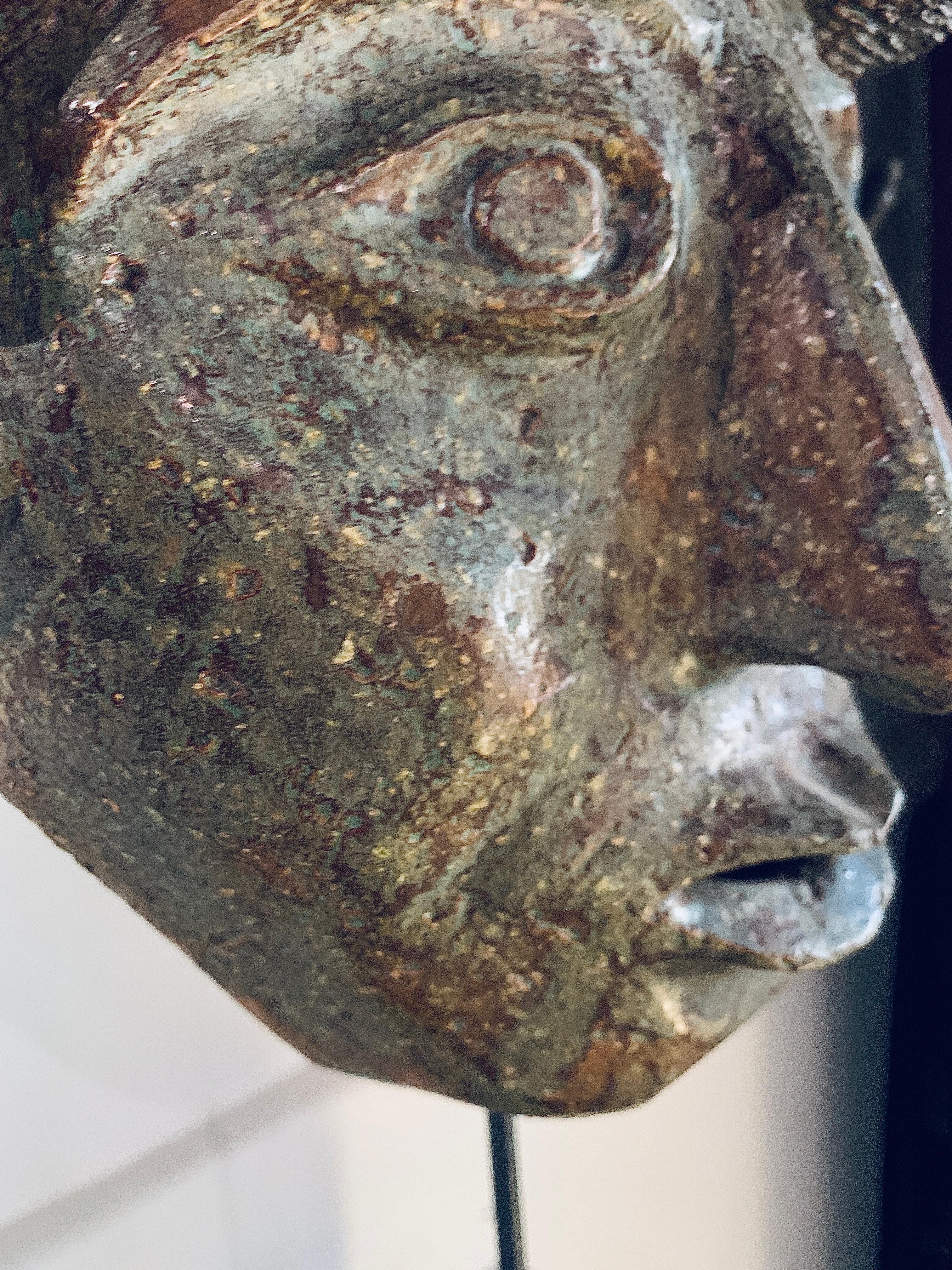 Sculpture masque, Terre cuite émaillée, Signé, Italie 1960 en vente 1
