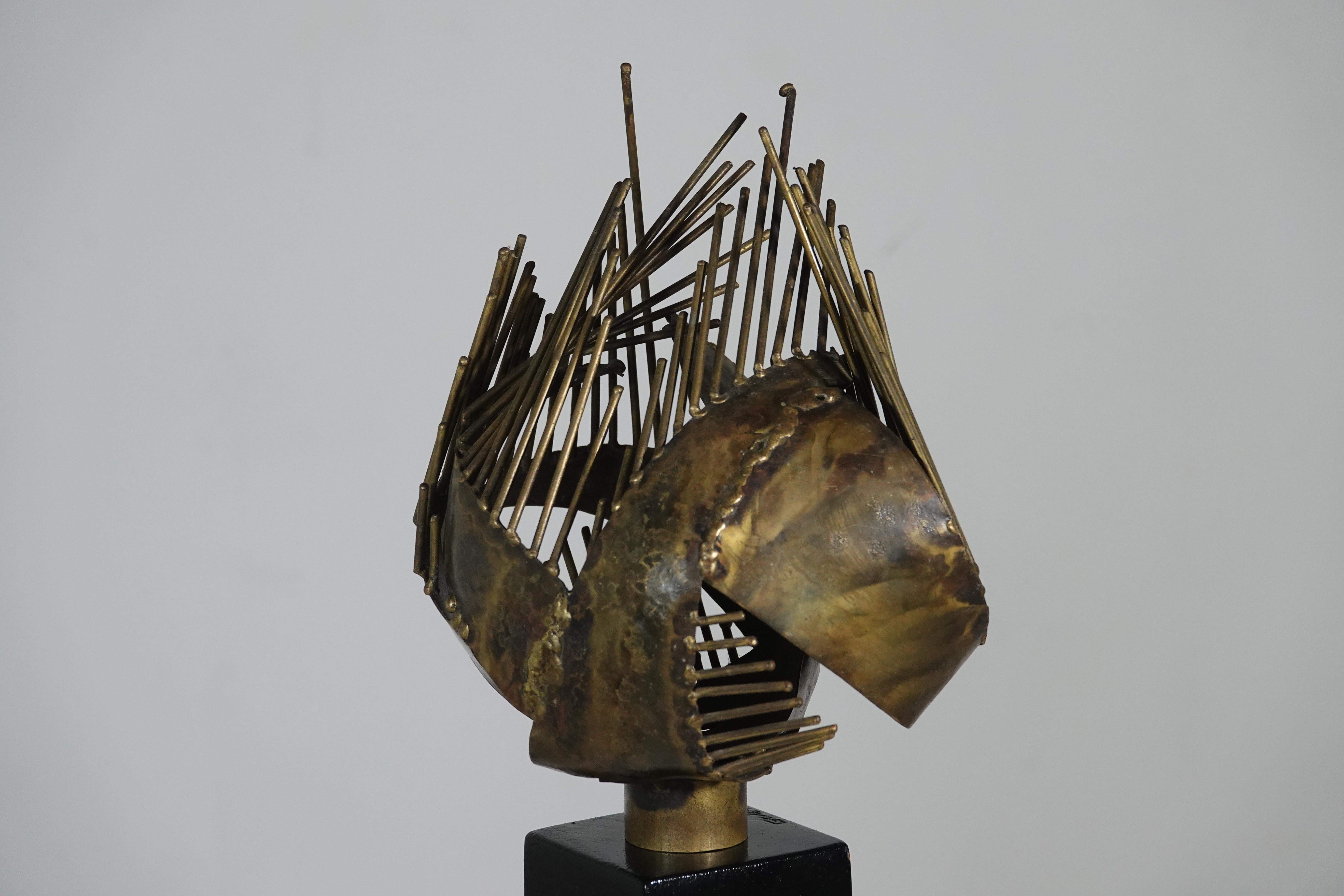 Sculpture Maurice GUILLAUME Laiton soudé sur base en bois laqué France vers 1970 en vente 1