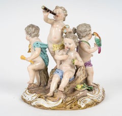 Sculpture, Meissen Porcelain Group, the 5 Senses, Napoleon III Period.