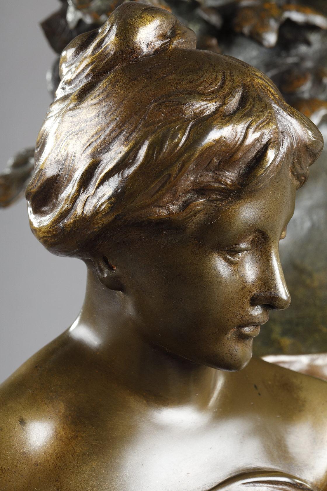 Skulptur „Memoria“ aus patinierter Bronze, signiert Emile Louis Picault im Angebot 5