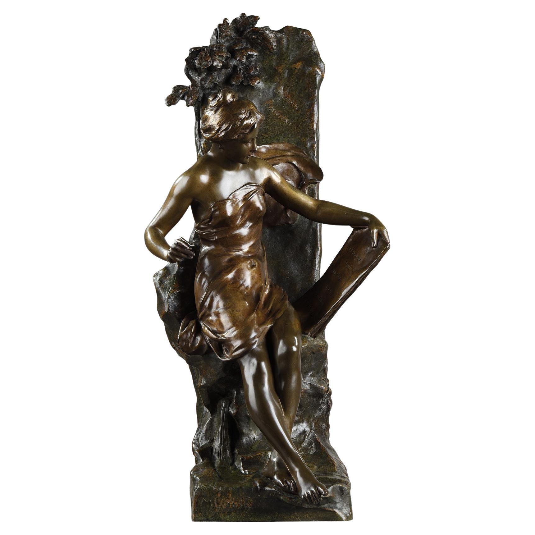 Sculpture "Memoria" in Patinated Bronze, Signed Emile Louis Picault For Sale