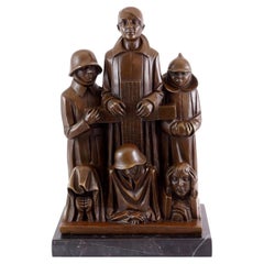 Sculpture Memorial in Bronze, Expressionist Style, 20th Century
