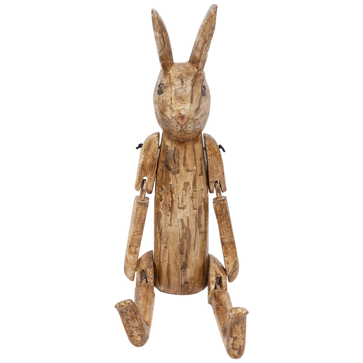 Sculpture Naive Carved Articulated Rabbit Model Artist Sculptor Height Folk