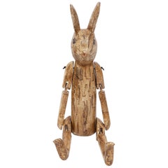 Sculpture Naive Carved Articulated Rabbit Model Artist Sculptor Height Folk