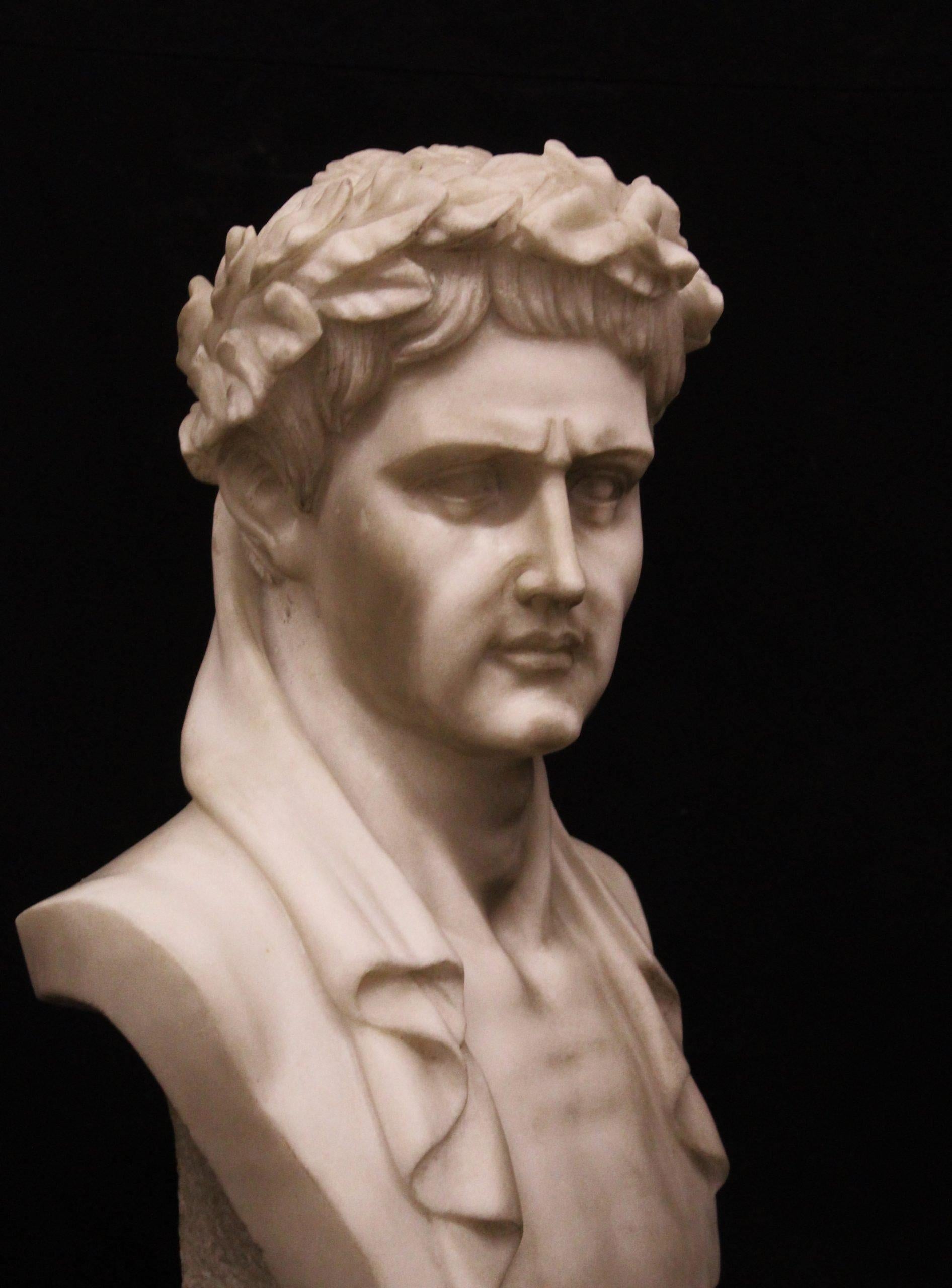 Sculpture, Napoleon in white marble,Bust in Carrara marble, sculpture, Napoleone in marmo bianco