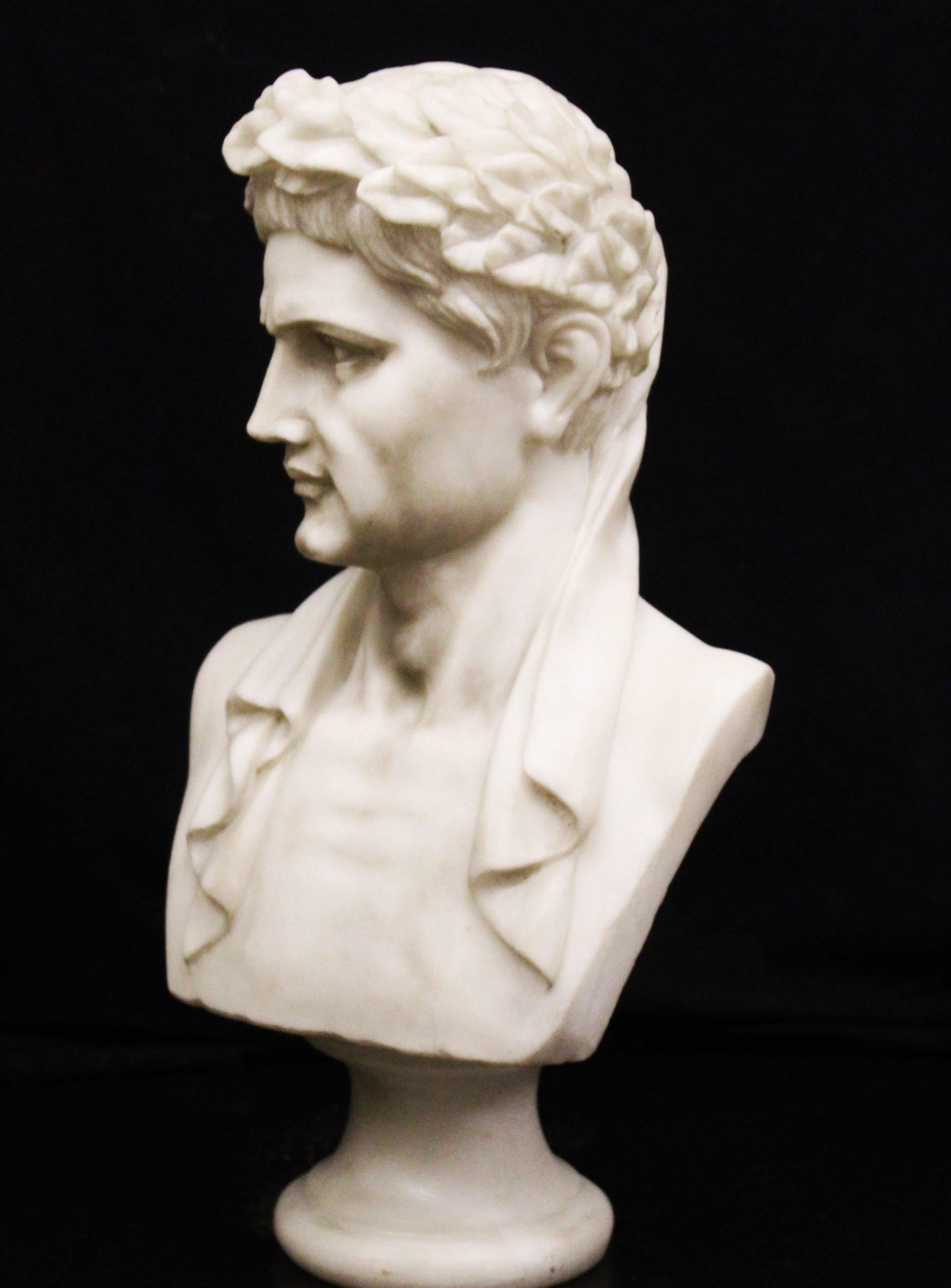 20th Century Sculpture Napoleon, Bust in Carrara marble, sculpture in marble For Sale