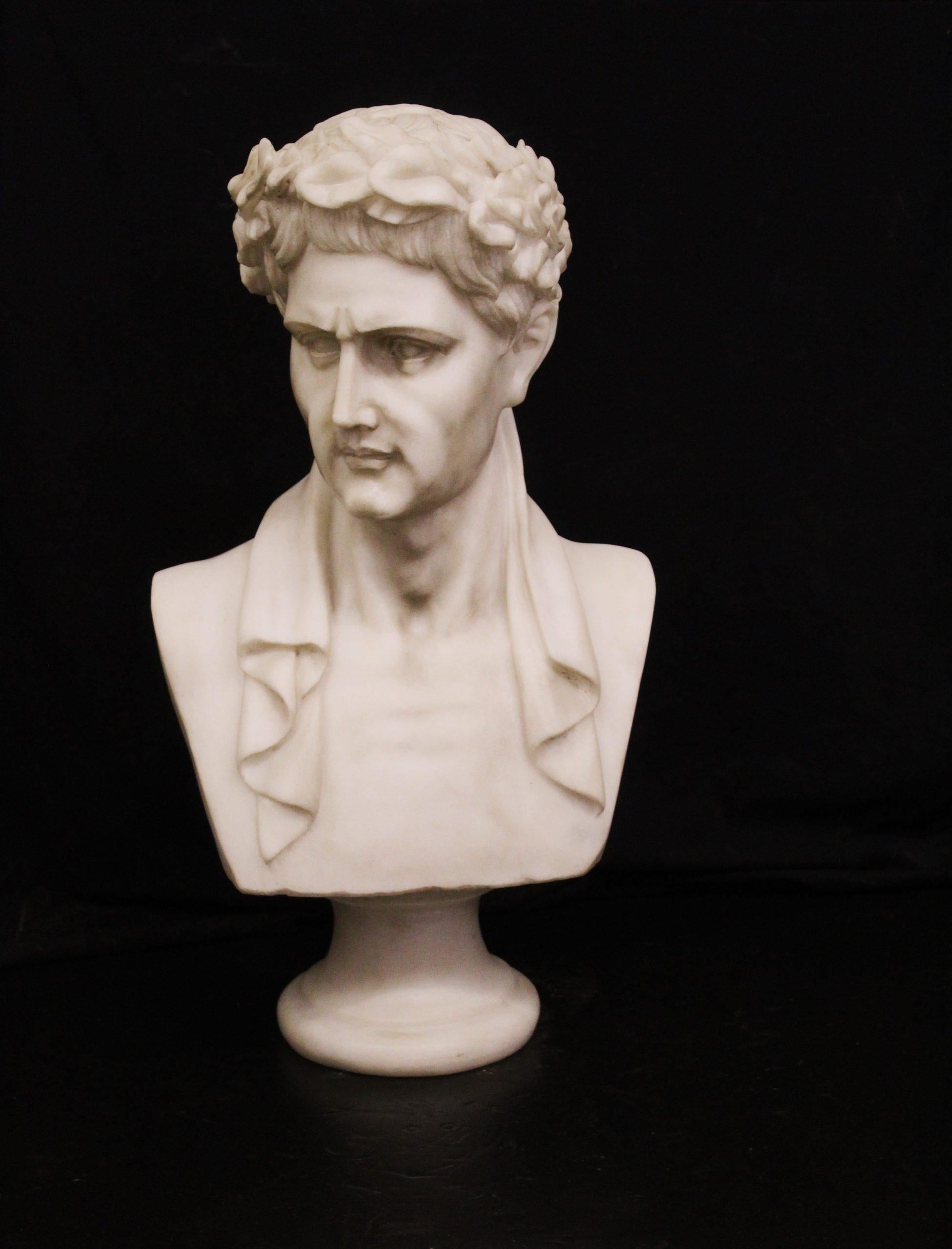 Marble Sculpture Napoleon, Bust in Carrara marble, sculpture in marble For Sale