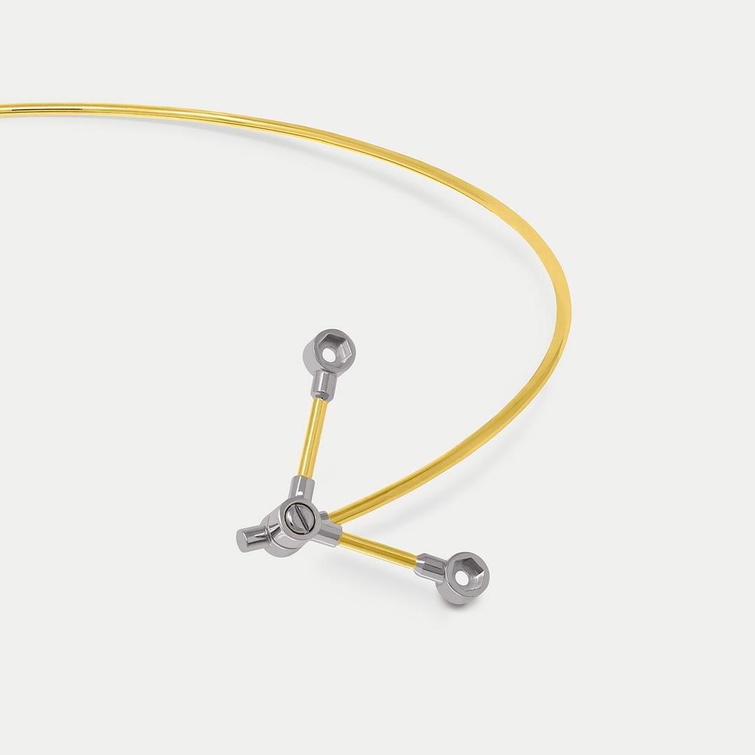 Skulptur-Halskette aus Gelbgold 18K im Angebot 2