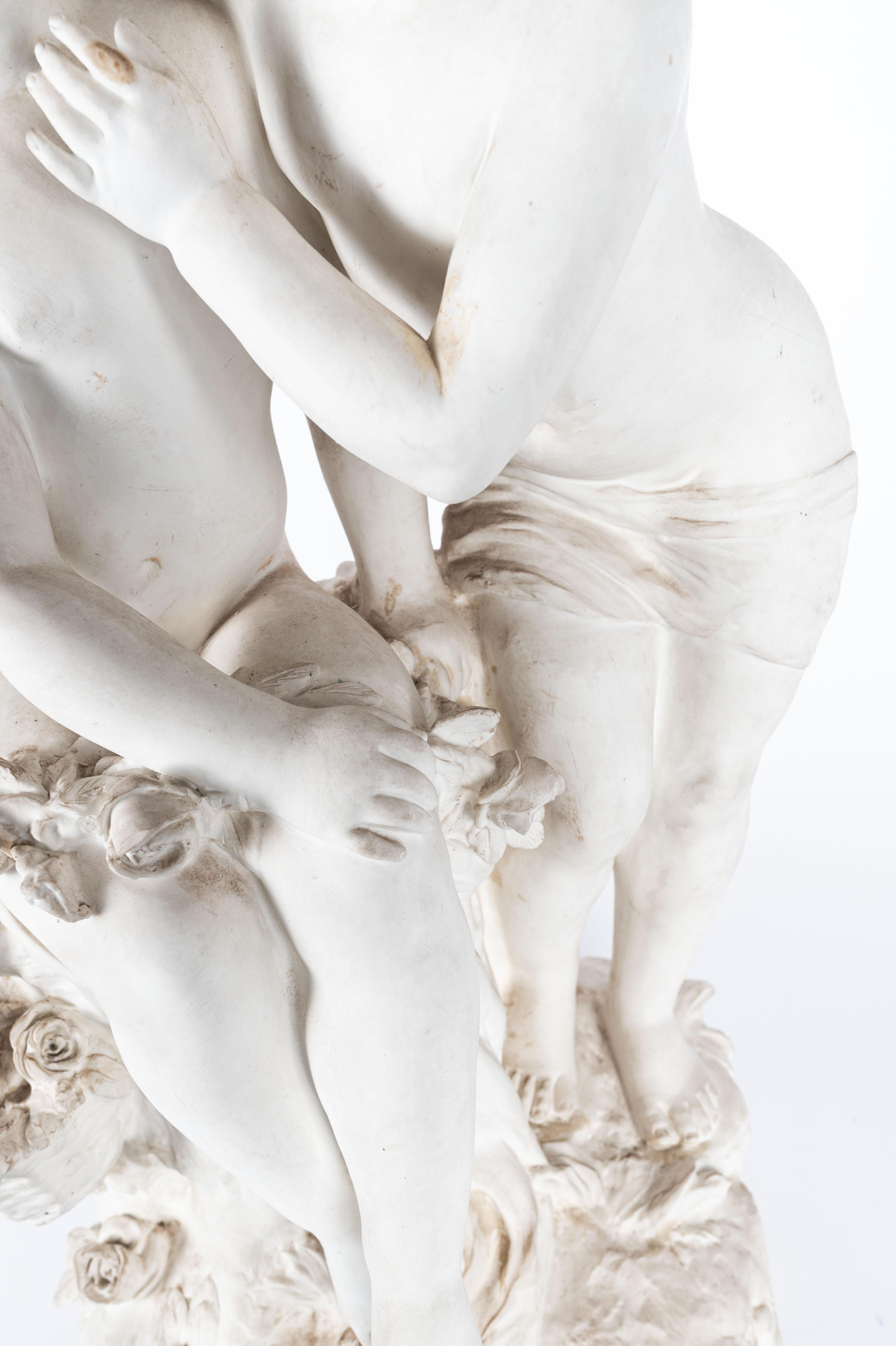 XIX secolo Scultura di due ragazze in alabastro, opera di Hippolyte Moreau in vendita