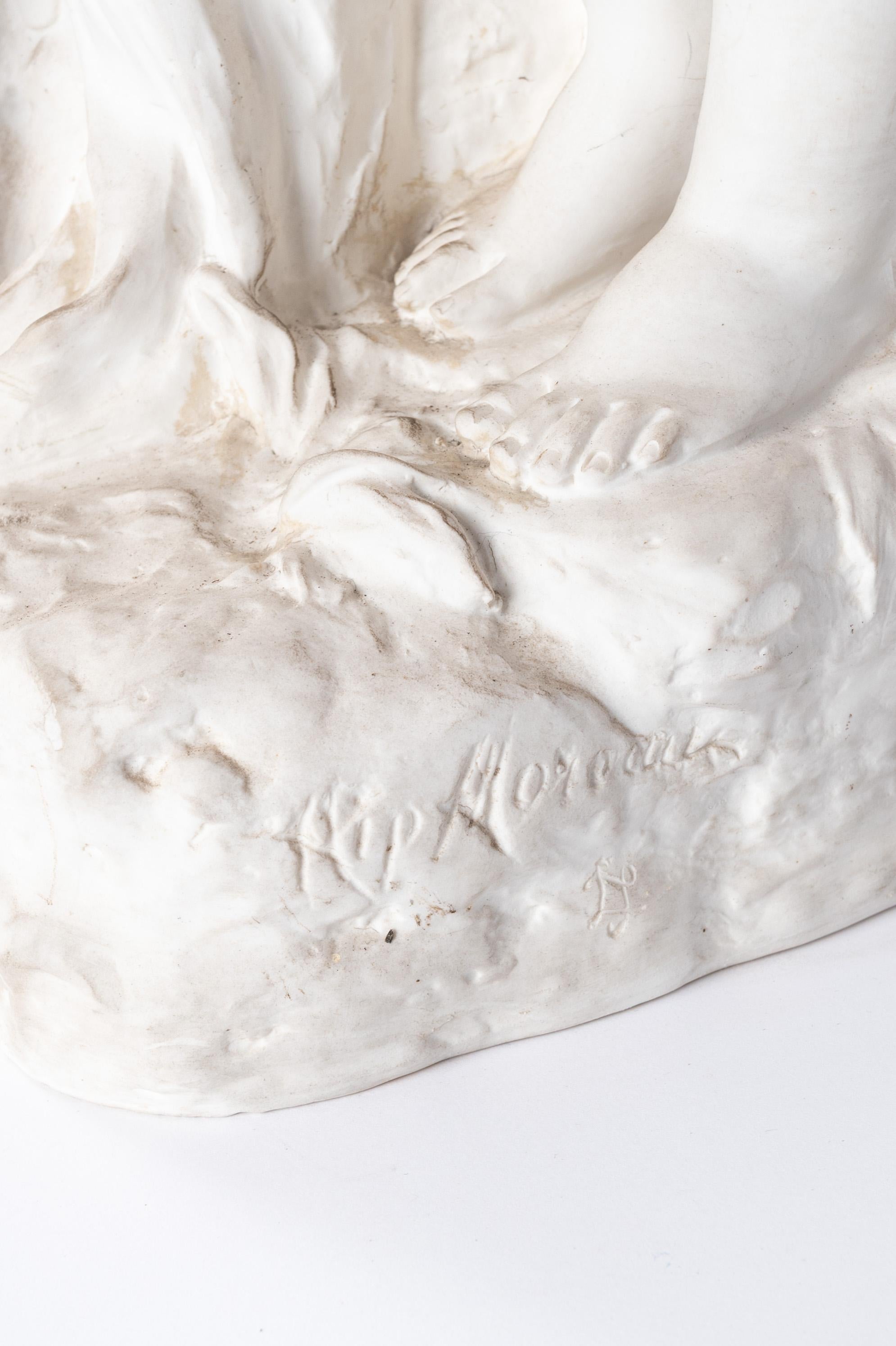 Alabastro Scultura di due ragazze in alabastro, opera di Hippolyte Moreau in vendita