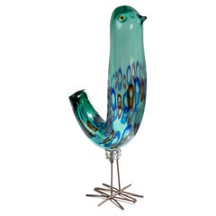 Sculpture of a Bird in Blown Glass with Murrine Arrangement by Alessandro Pianon