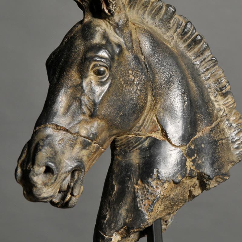 Modern Sculpture of a Black Horse's Head. For Sale