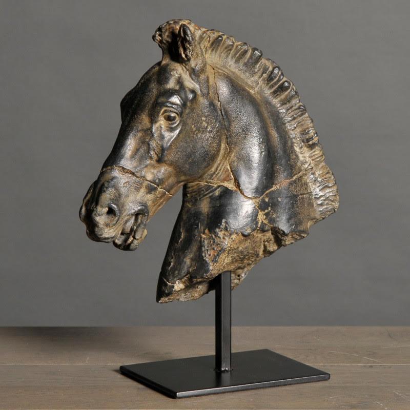 French Sculpture of a Black Horse's Head. For Sale