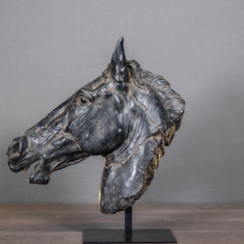 Escultura de Cabeza de Caballo Negro.Tamaño Mediano. Francés en venta