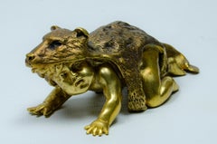 Sculpture of a Boy with Wolf Skin, Bronze