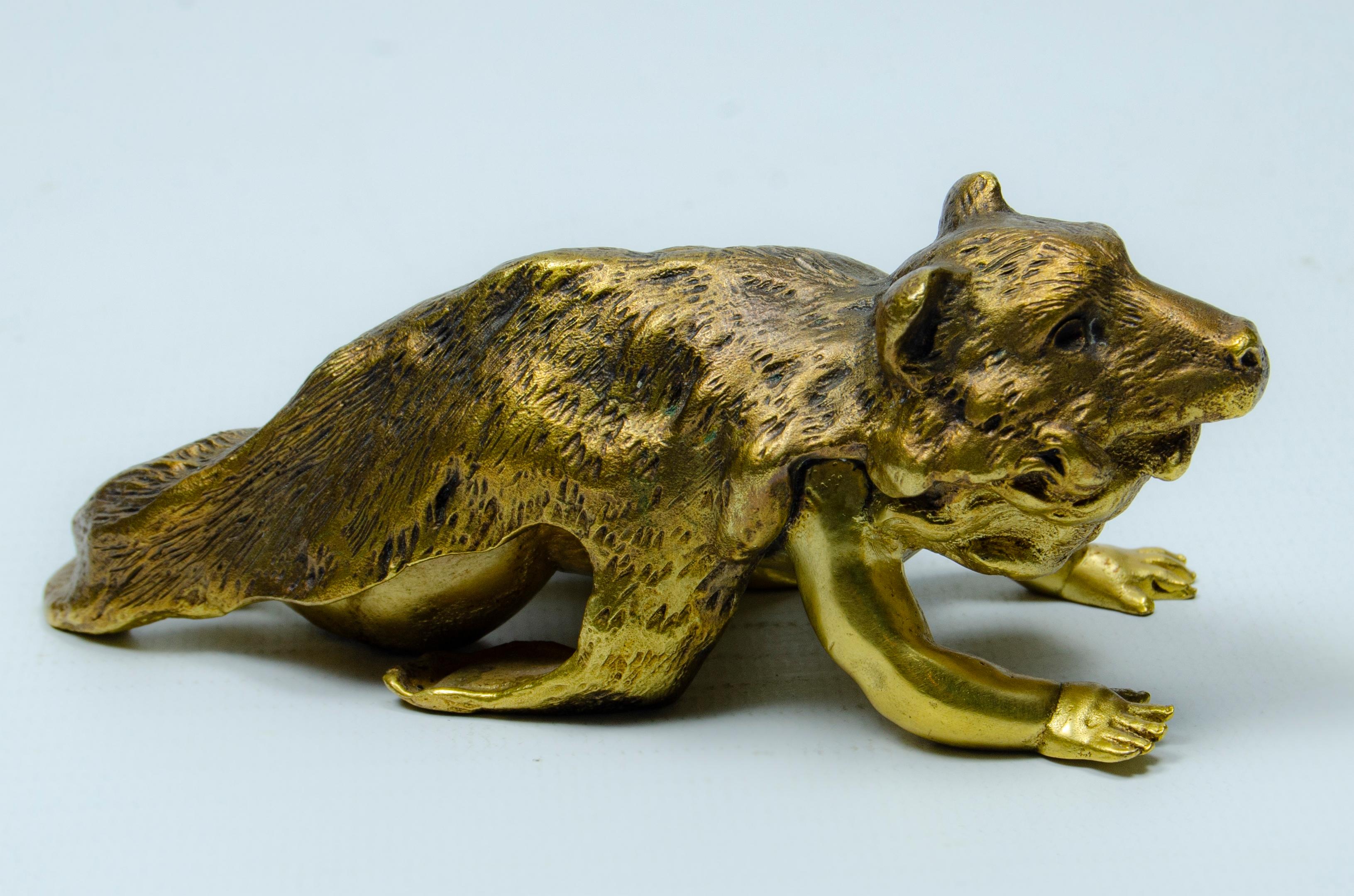 Art Deco Sculpture of a Boy with Wolf Skin, Bronze