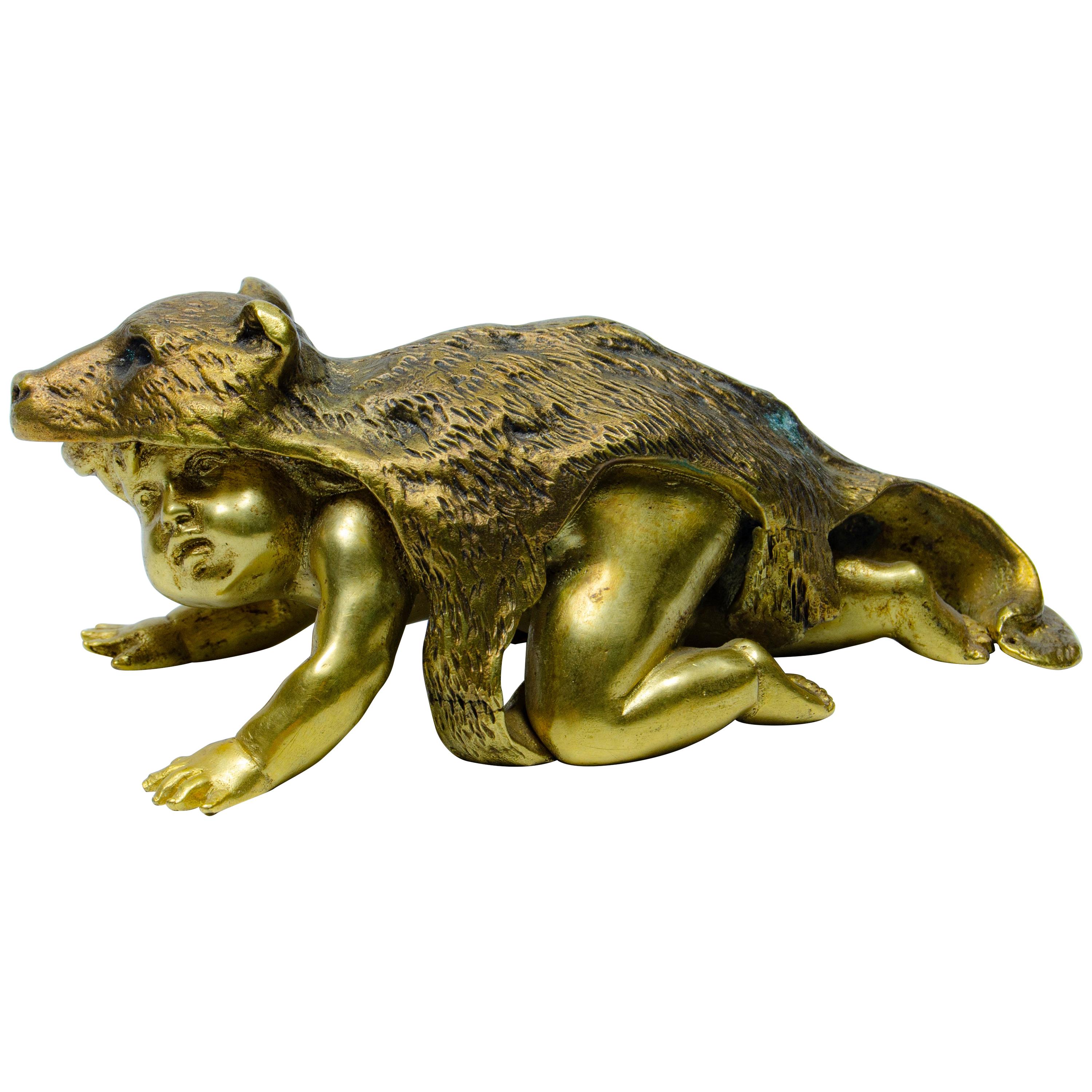 Sculpture of a Boy with Wolf Skin, Bronze