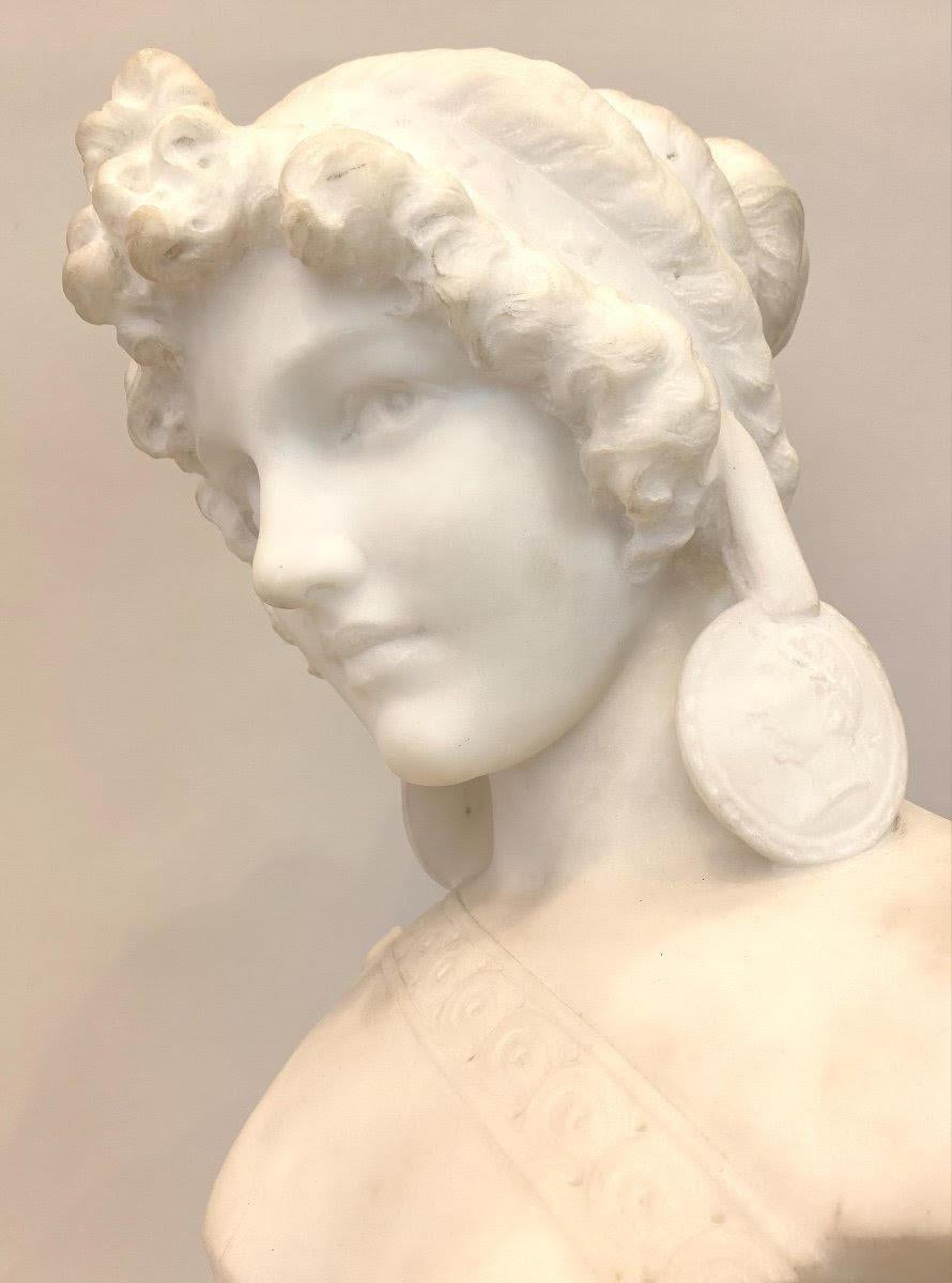 Escultura de busto en mármol de Carrara de Isidore Loli, siglo XIX. Francés en venta
